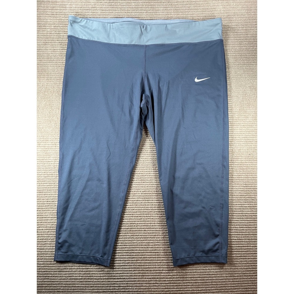 Nike Dri-FIT Women Size 3X Cropped Leggings Blue Running Tights